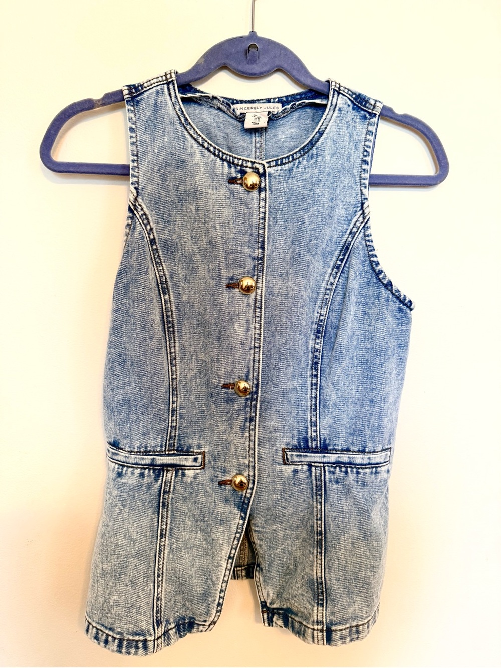 Sincerely Jules Light Blue Denim Button-Front Romper Top